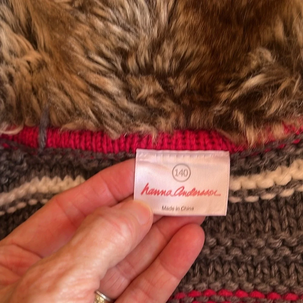 Hanna Andersson Wool Blend Cardigan‎ Sweater Girls 10/ 140 Multi Stripe Rainbow